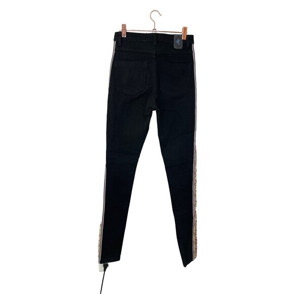 One Teaspoon Aztec Embroidered Skinny Jeans Size 26 Black High Waist Dixie - Picture 5 of 10
